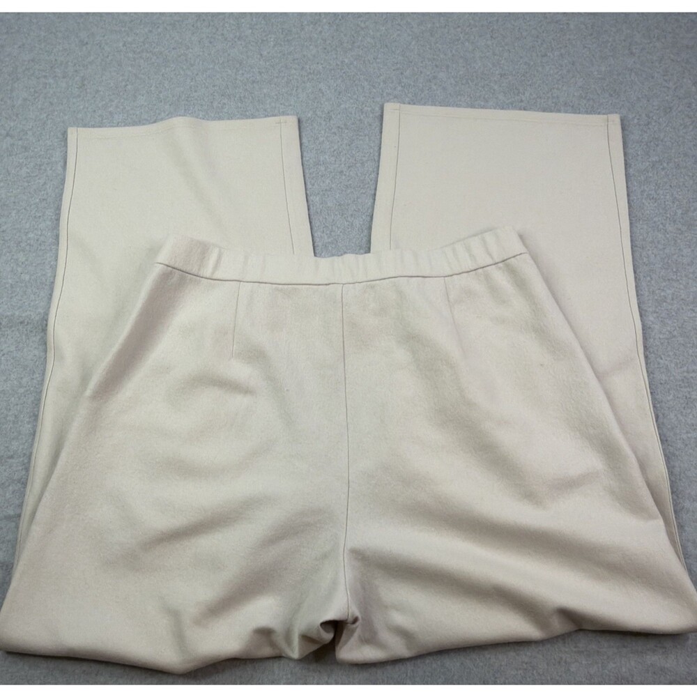 Eileen Fisher Wool Wide Leg Pants Large Ivory Elastic Waist Capsule Minimalist - Picture 15 of 16